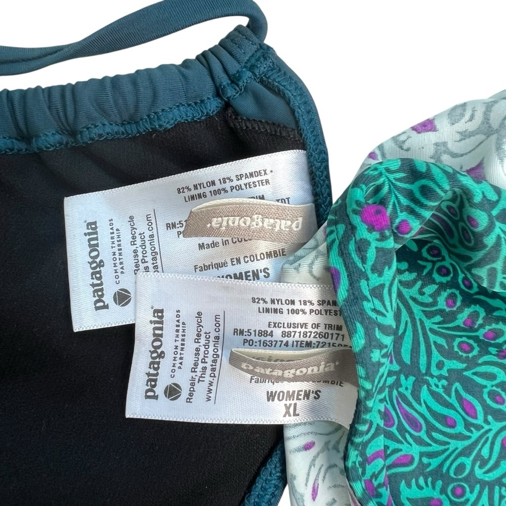 Patagonia Size XL Women's Teal Print Bikini Set Swimsuit - Picture 8 of 11